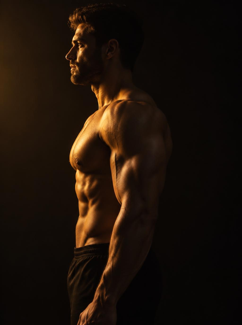 Standardized side-pose body composition scan reference in a studio